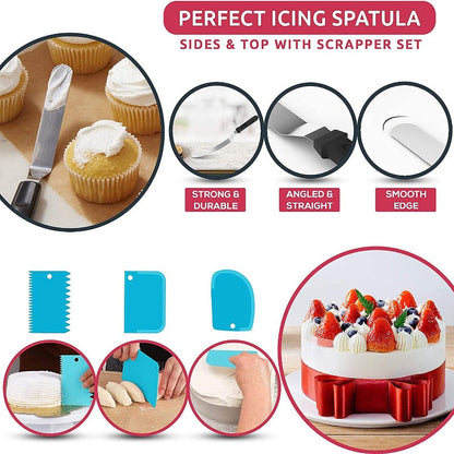 Piping Bags and Tips Set for Icing Cookies, Cupcakes & Cakes - 48 Numbered Cake Frosting Piping Tips with Reusable & Disposable Pastry Bags