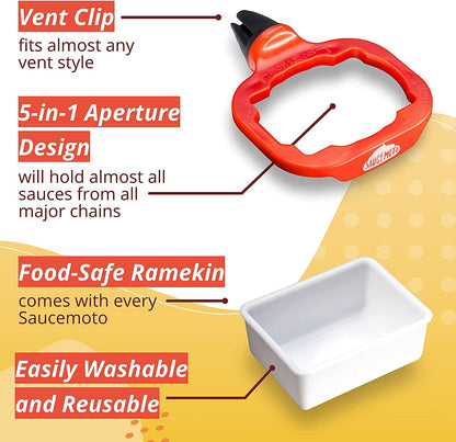  Dip Clip | An in-car sauce holder for ketchup and dipping sauces. As seen on Shark Tank (2 Pack, Black)