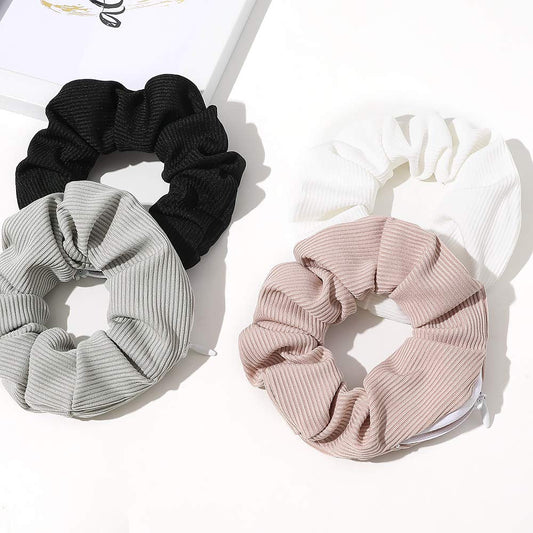 Pocket Scrunchies Hair Ties with Hidden Zipper 