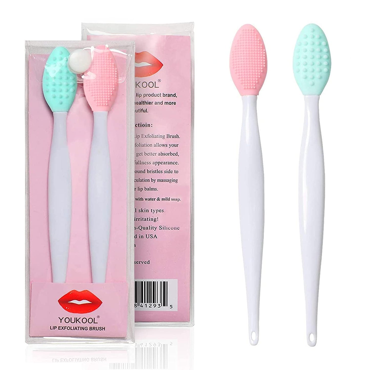 Lip Scrub Brush Lip Brush Tool,Double-Sided Silicone Exfoliating Lip Brush,Gentle Lip Exfoliator Scrubber Brush for Smooth,Soft,Bright,and Healthy Lips(2 PCS)