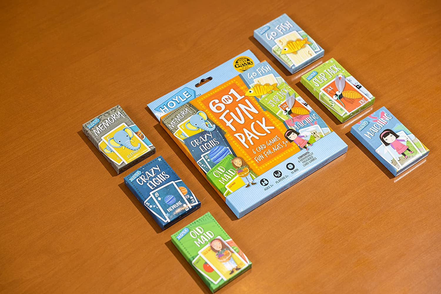 Hoyle 6 in 1 Fun Pack - Kids Card Games - Ages 3 & Up - Memory, Go Fish, Crazy Eights, Old Maid, Matching, Slap Jack