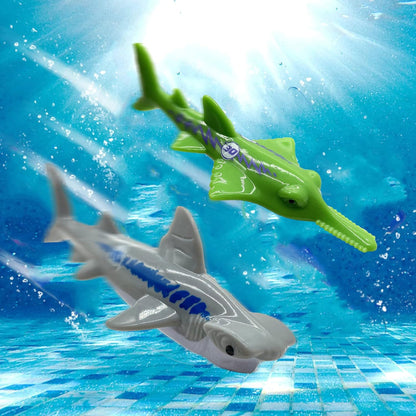 6-Piece Diving Pool Toy Set – Shark Dive Toys for Kids – Hammerhead & Sawshark Sinking Figures – Underwater Play & Pool Fun