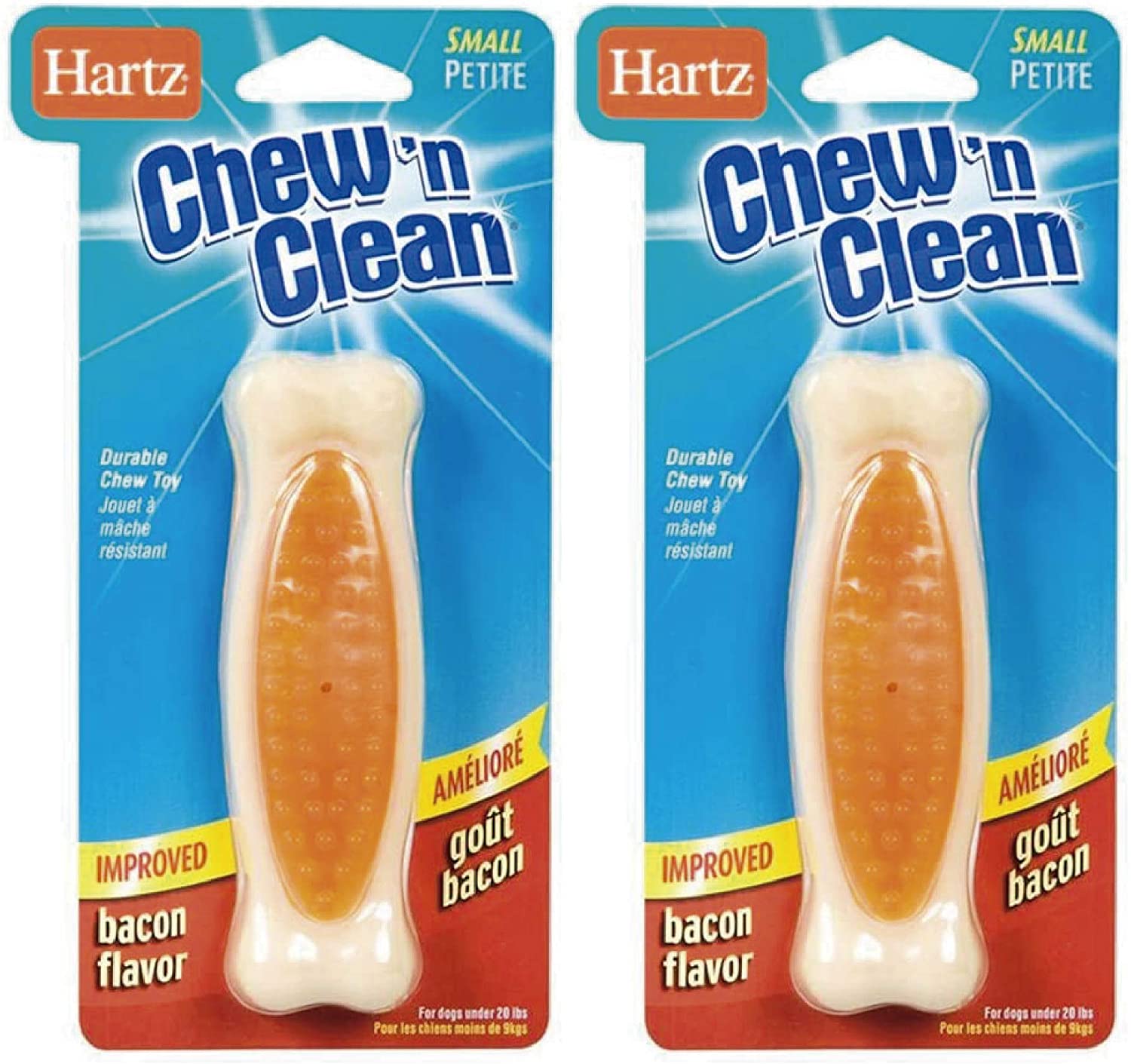 Hartz Chew'n Clean Tuff Bone Bacon Flavored Small Dog Toy (Pack of 2)