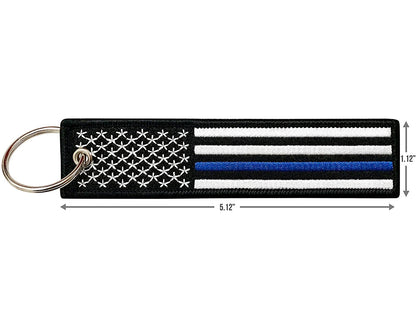 Flag Keychain Tag with Key Ring, EDC for Motorcycles, Scooters, Cars and Gifts (USA Thin Blue Line)