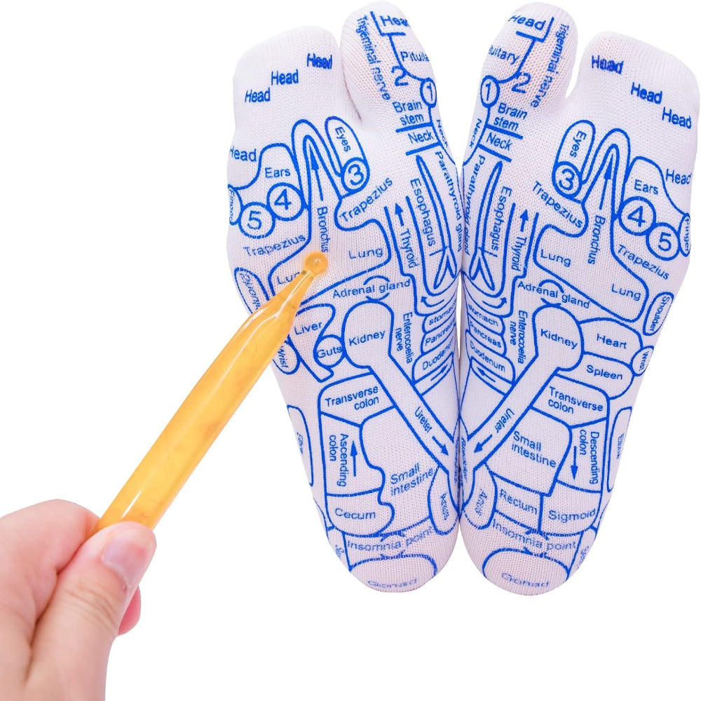 Women’s Reflexology Socks Set – Foot Massage Socks with Trigger Point Tool for Pain Relief