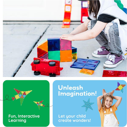 60-Piece Magnetic Building Tiles Set – 3D Construction Blocks – Creative & Educational Play Use – Clear Magnetic Design – STEM Learning Toy