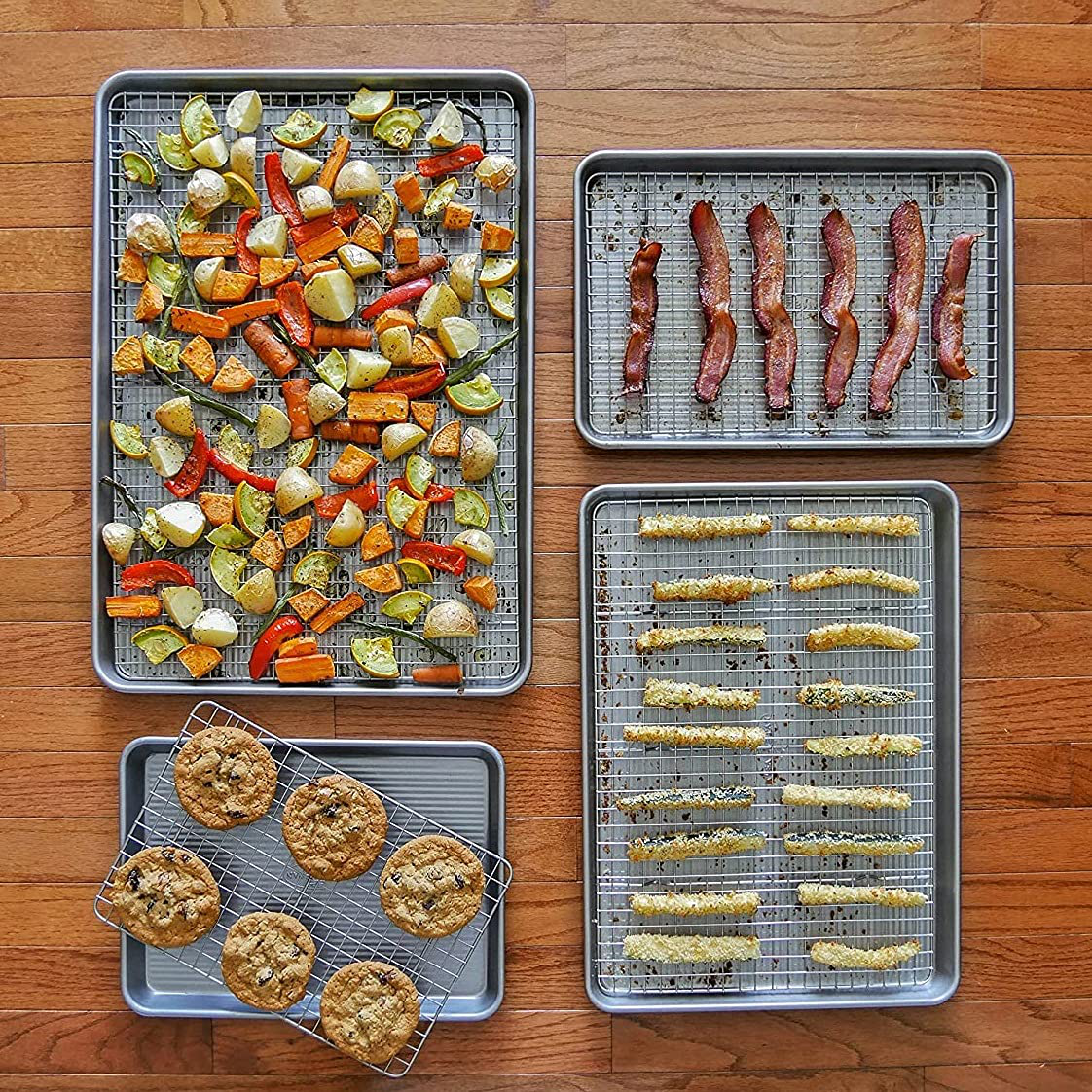 USA Pan Half Sheet Baking Pan and Bakeable Nonstick Cooling Rack, Metal