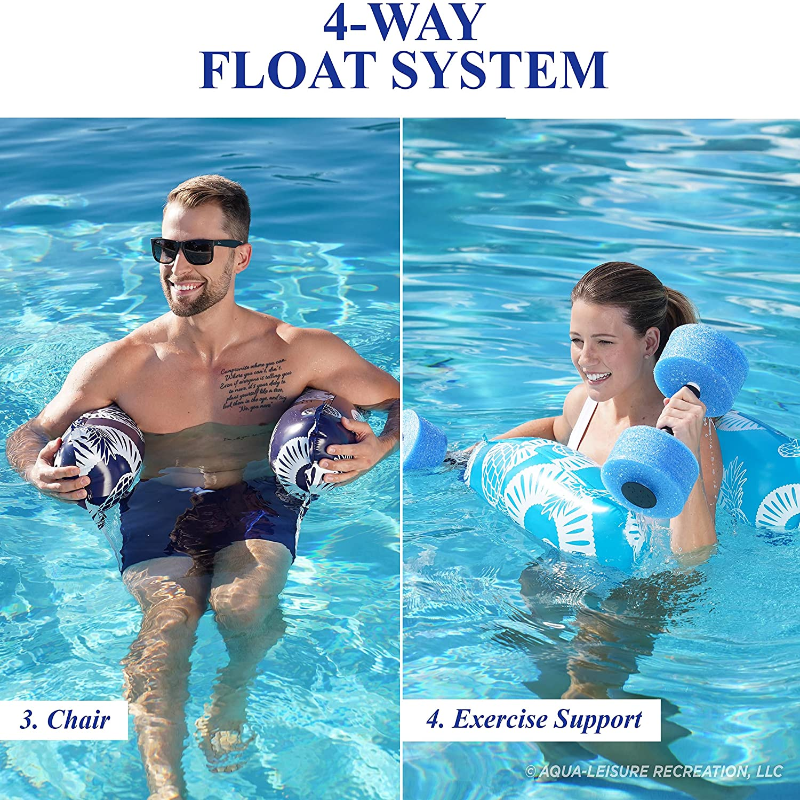 2 Pack - 4-in-1 Pool Hammock Inflatable Pool Chair Floats