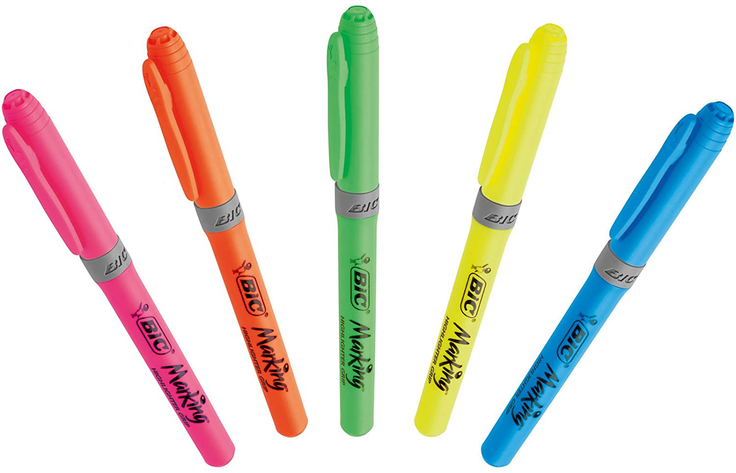 BIC Brite Liner Grip Highlighter, Chisel Tip, Yellow, 12-Count