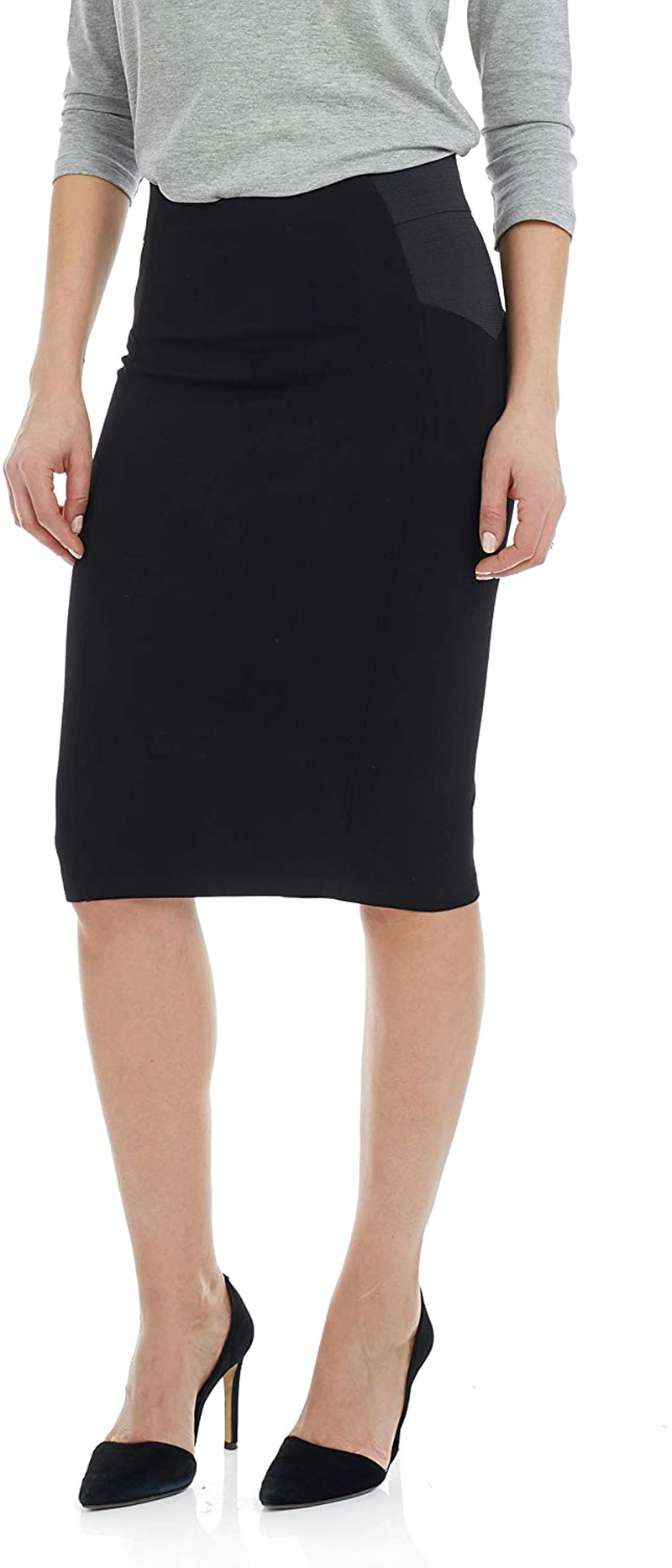 ESTEEZ Women's Ponte Midi Bodycon Pencil Skirt - Modest Below Knee Length - Office - Charlotte