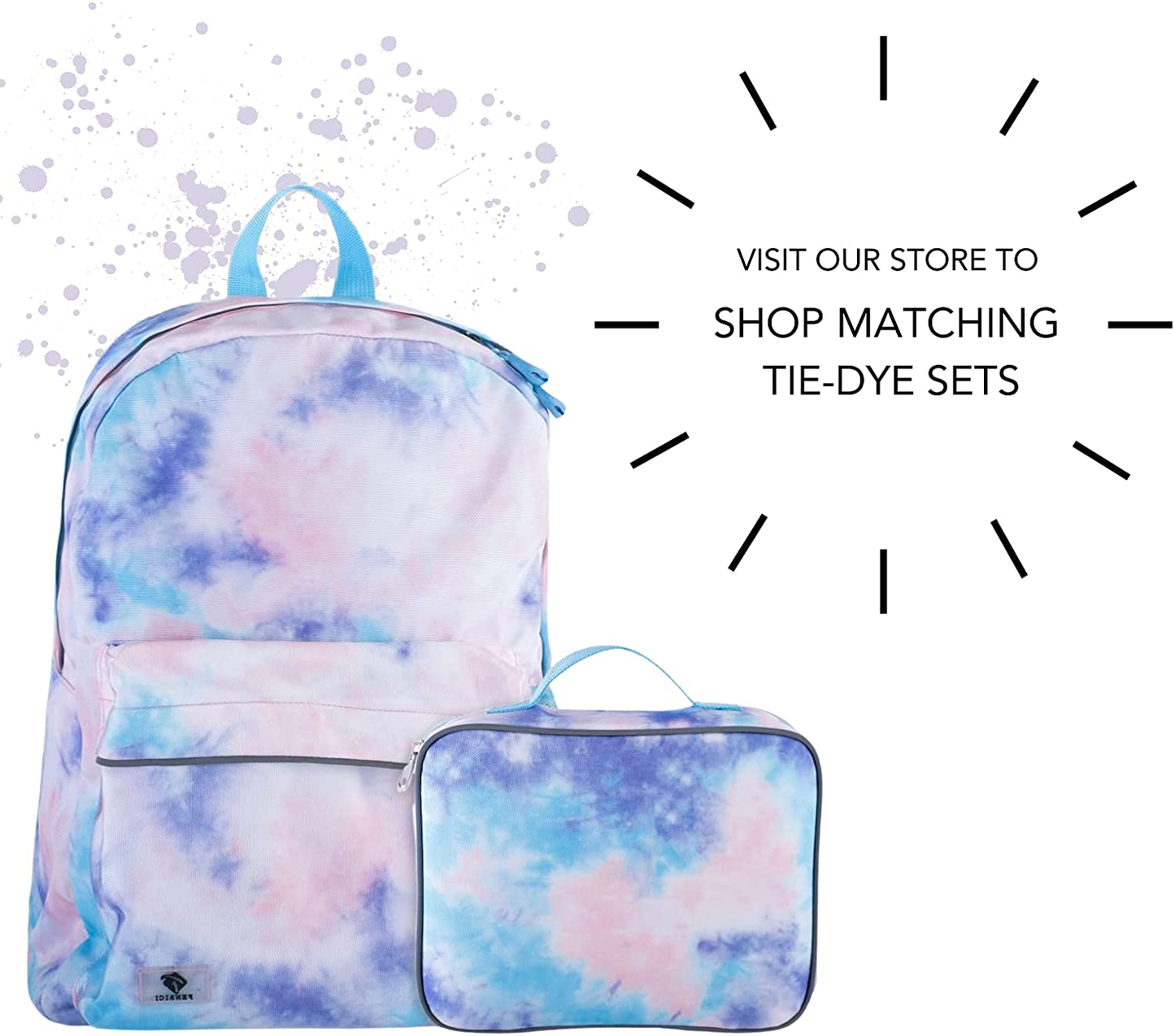 Fenrici Tie Dye Lunch Box for Boys, Girls, Kids Insulated Lunch Bag, Soft Sided Compartments, Spacious, BPA Free, Food Safe, 10.8in x 9.2in x 3.8in (Indigo Blue Tie Dye)
