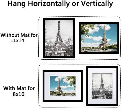 upsimples 11x14 Picture Frame Set of 5,Display Pictures 8x10 with Mat or 11x14 Without Mat,Wall Gallery Photo Frames,Iron Red