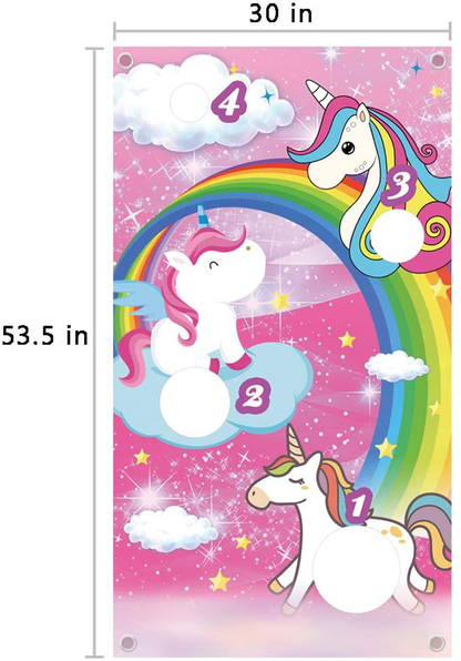 Ushinemi Bean Bag Toss Game for Kids, Unicorn Party Games for Kid Girls, Toss Game Banner with 3 Bean Bags, Indoor Outdoor Lawn Yard Games