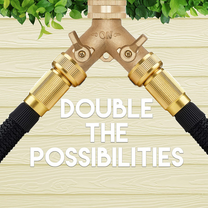 Heavy Duty 2 Way Brass Garden Hose Connector Tap Splitter With 2 Extra Rubber Washers