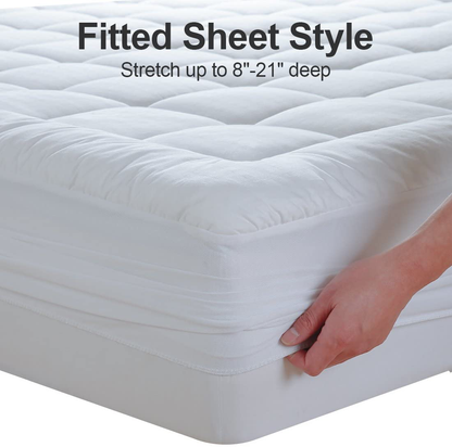 EASELAND Queen Size Mattress Pad Pillow Top Mattress Cover Quilted Fitted Mattress Protector Cotton Top 8-21" Deep Pocket Cooling Mattress Topper (60x80 Inches, White)