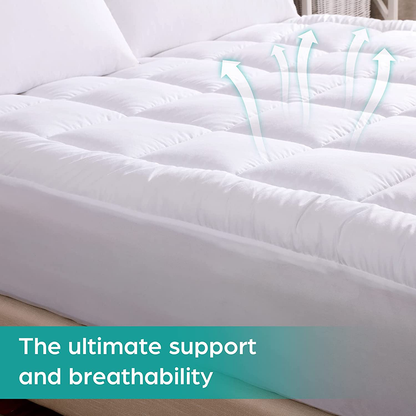 WhatsBedding Waterproof Mattress Pad Full Size Cotton Top Down Alternative Filling Pillowtop Mattress Topper Cover-Fitted Quilted(Waterproof Full)