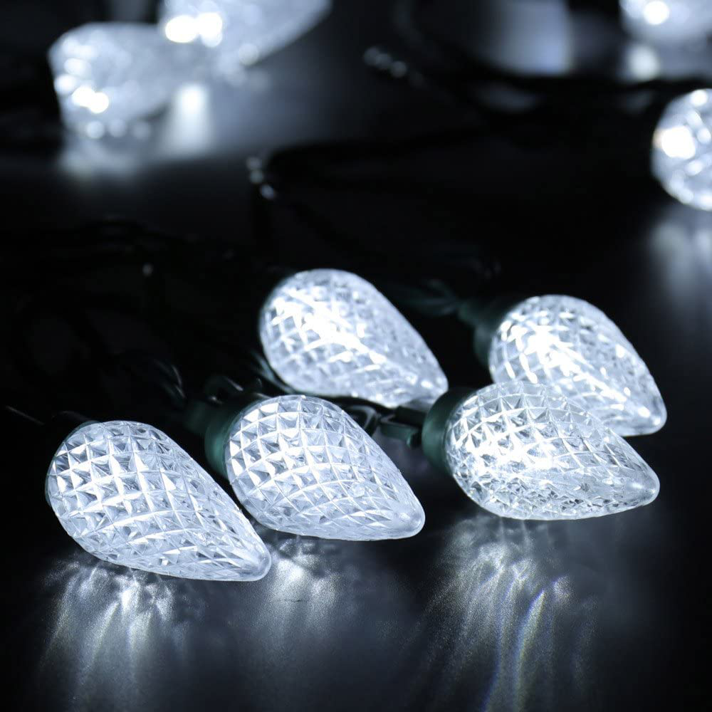 Brizled C9 Green St Patricks Day Lights, 16ft 25 LED Faceted String Lights, Connectable 120V UL Certified Christmas Lights, Indoor Outdoor Decorative Lights for Party, Easter, Patio, Garden, Holiday