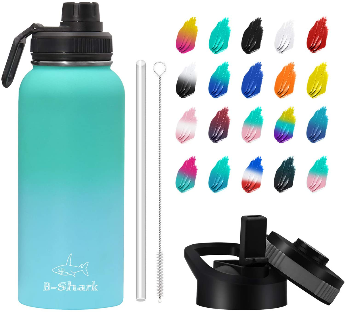 Water Bottle - 24/32/40 oz Water Bottle with Straw, Double Wall Vacuum Stainless Steel Water Bottle with 3 Option Lid Keeps Hot or Cold, Leak Proof Sports Water Bottle for Camping Travel, Office and Outdoor
