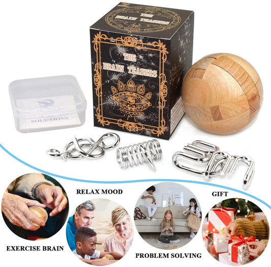KINGOU Wooden Puzzle Magic Ball Brain Teasers Toy Intelligence Game Sphere Puzzles for Adults/Kids