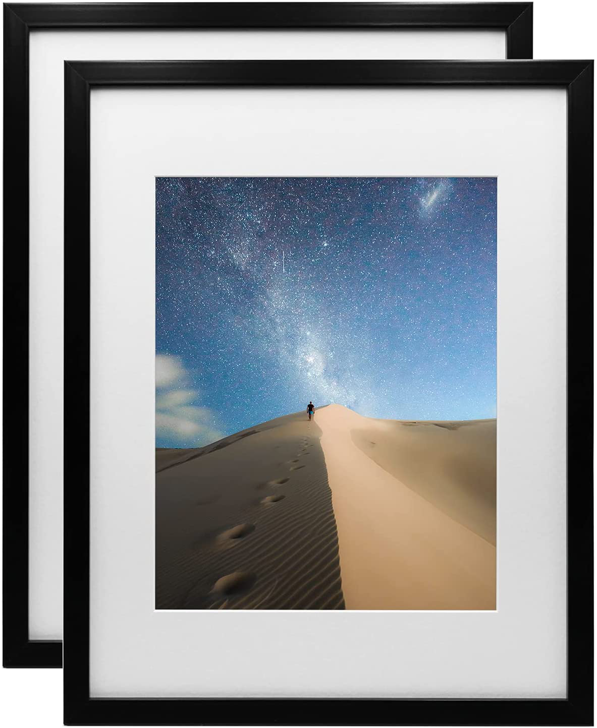 KINLINK 12x16 Picture Frames White, Photo Frames with Polished Glass for Picture 11x14 with Mat or 12x16 without Mat, Composite Wood Picture Frames for Table Top and Wall Mounting, 2 Pack
