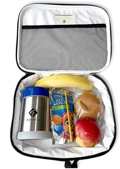 Fenrici Tie Dye Lunch Box for Boys, Girls, Kids Insulated Lunch Bag, Soft Sided Compartments, Spacious, BPA Free, Food Safe, 10.8in x 9.2in x 3.8in (Indigo Blue Tie Dye)