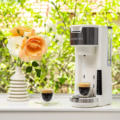 Mixpresso Single Serve 2 in 1 Coffee Brewer K-Cup Pods Compatible & Ground Coffee,Compact Coffee Maker Single Serve With 30 oz Detachable Reservoir, 5 Brew Size and Adjustable Drip Tray