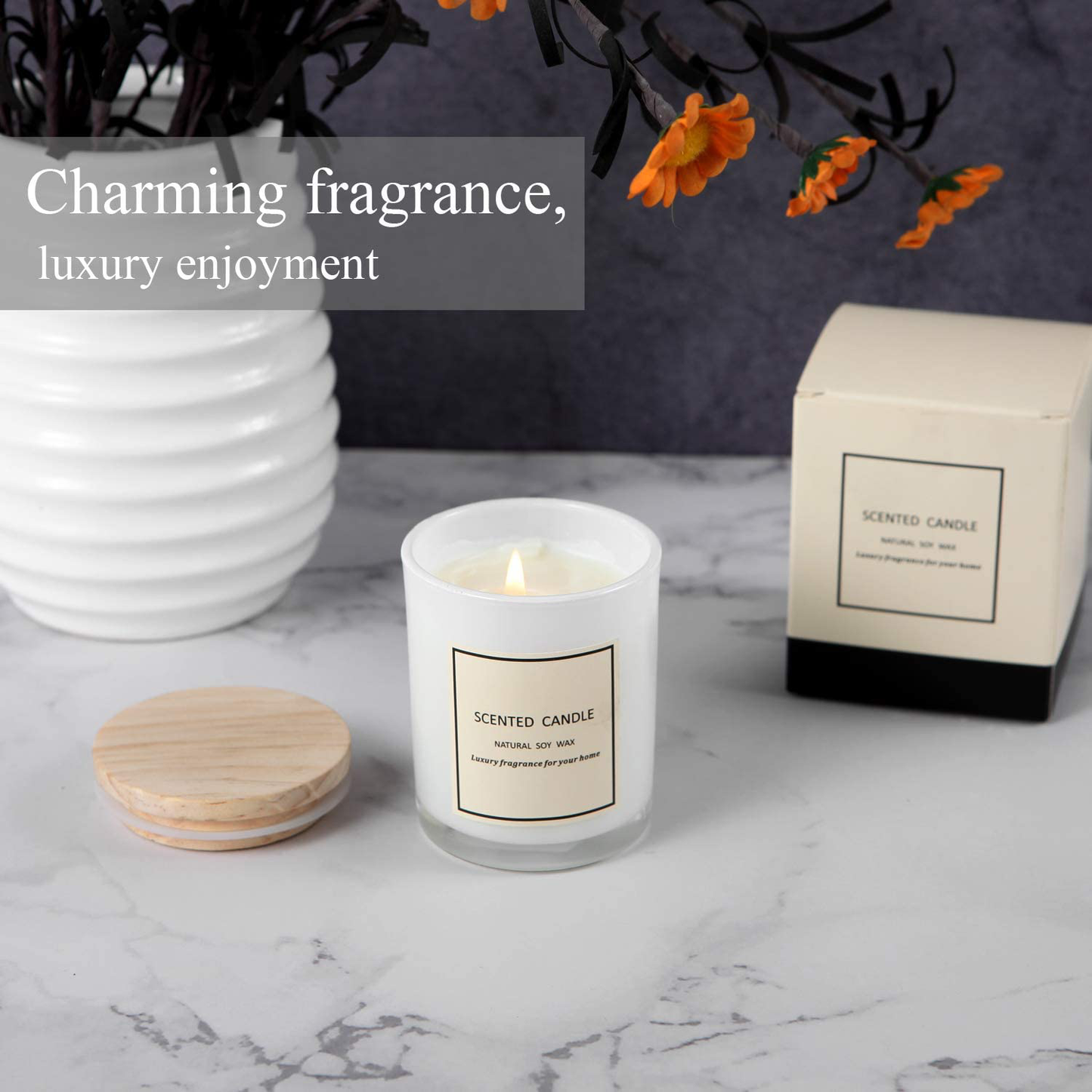 Scented Candles 100% Pure Natural Soybean Wax with Plant Essential Oils