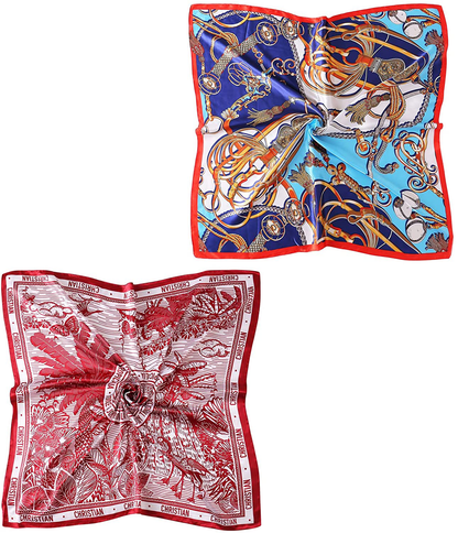 35" Square Silk Like Head Scarf - Women's Fashion Silk Feeling Scarf