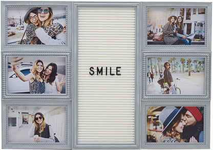 Melannco Customizable Letterboard 8-Opening Photo Collage, 19 x 17 inch,Distressed Black
