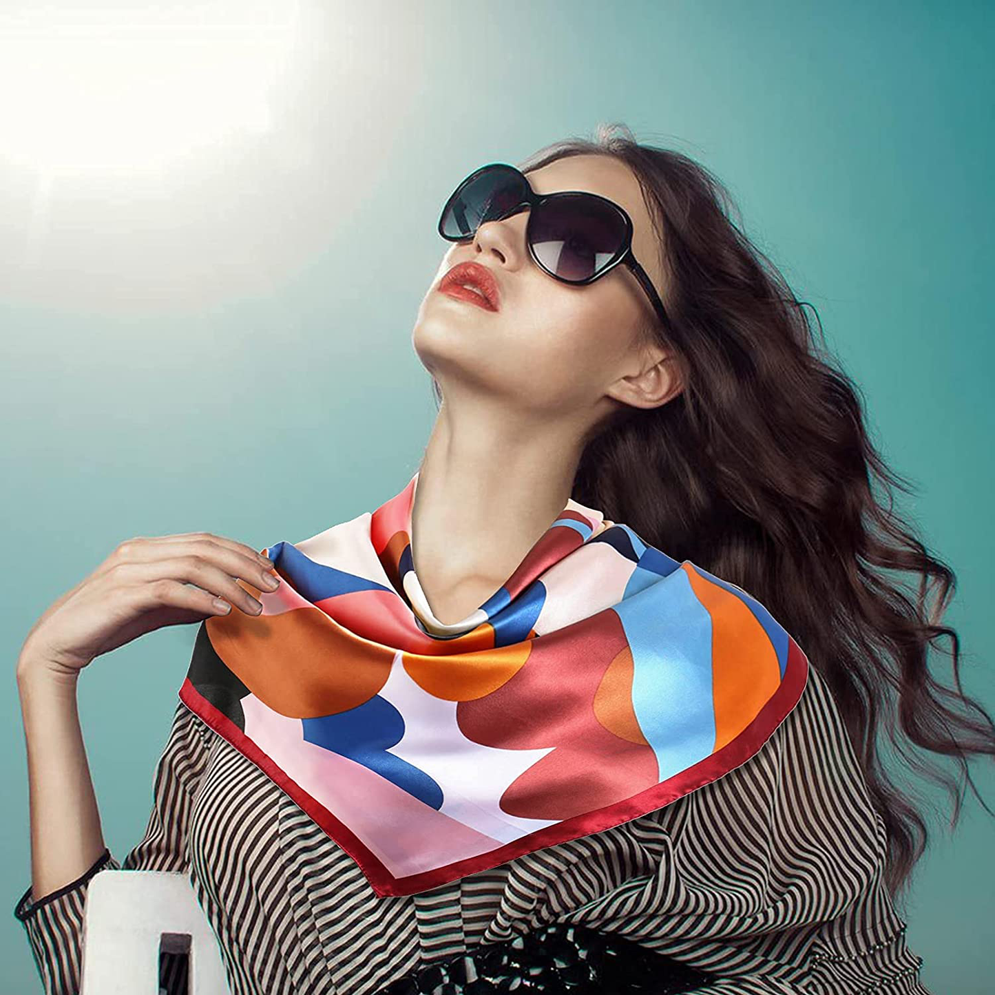 35" Square Silk Like Head Scarf - Women's Fashion Silk Feeling Scarf