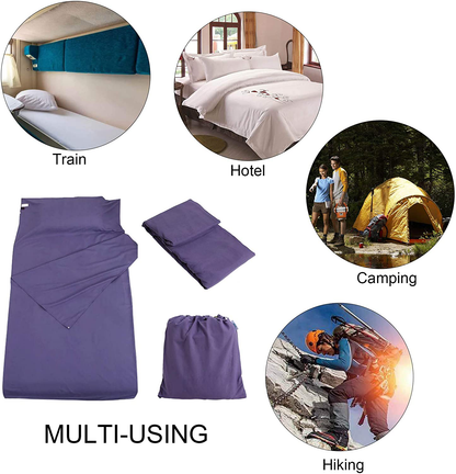 Camping Sleeping Bag Liner Lightweight Portable Clean Travel Sheet Sack for Hotel Train Trip Hiking Camping Outdoor Picnic