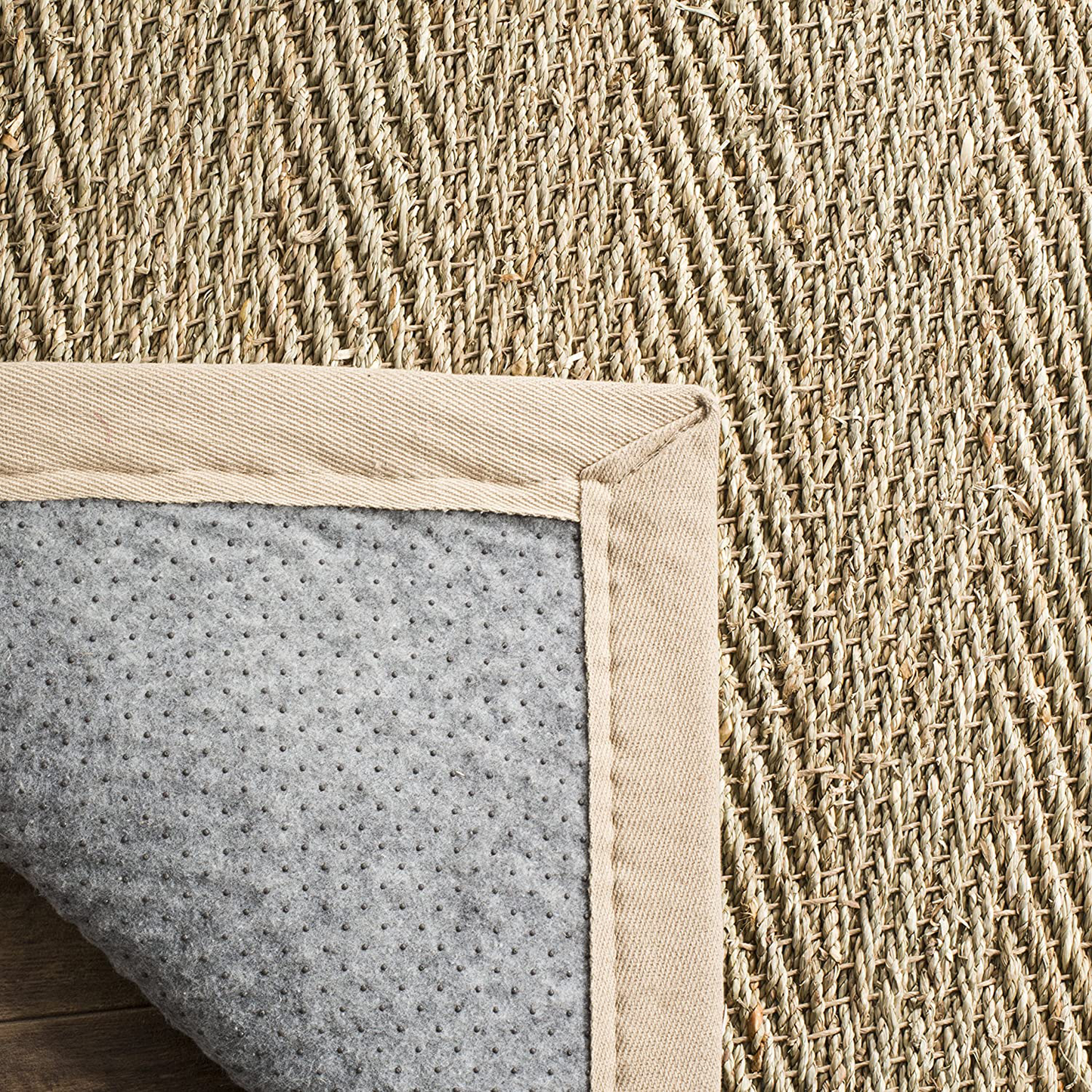 Safavieh Natural Fiber Collection NF115E Border Herringbone Seagrass Accent Rug, 2'6" x 4', Blue