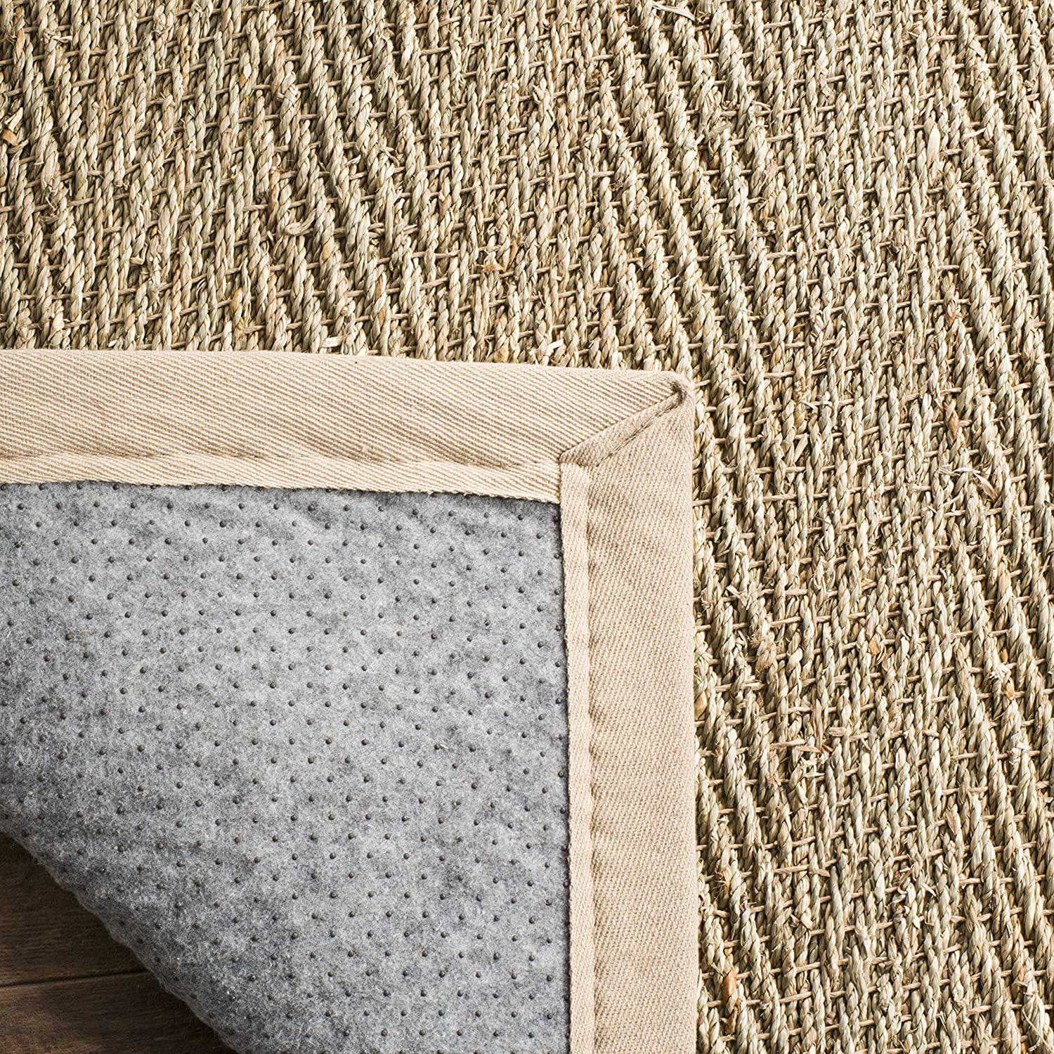 Safavieh Natural Fiber Collection NF115E Border Herringbone Seagrass Accent Rug, 2'6" x 4', Blue