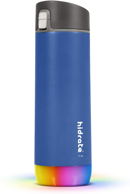 HidrateSpark STEEL Smart Water Bottle, Tracks Water Intake & Glows to Remind You to Stay Hydrated - Chug Lid