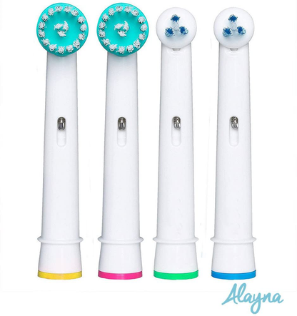 4 Pack Replacement Brush Heads for Oral B Braun Professional Ortho Brush Head & Power Tip Kit