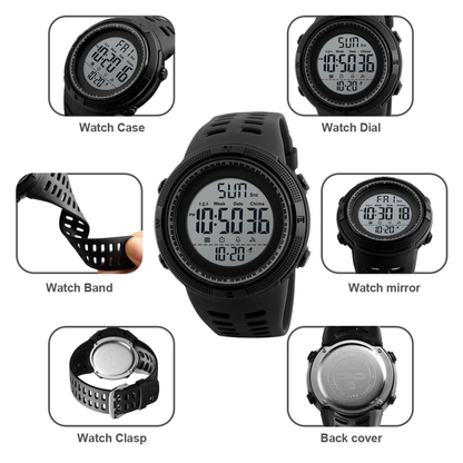 Men's Waterproof Digital Sport Watch, Alarm, Back Light, Classic Big Face