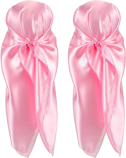 2 Pieces 35 Inch Silk Head Scarf Sleeping Hair Wrapping Night Satin Scarf