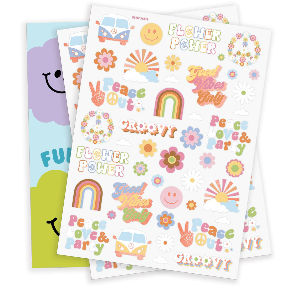 Groovy 70s Temporary Tattoos - 48 Glitter Styles