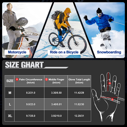 Thermal Black Warm Gloves for Men Women Waterproof Touchscreen Non-Slip Gloves