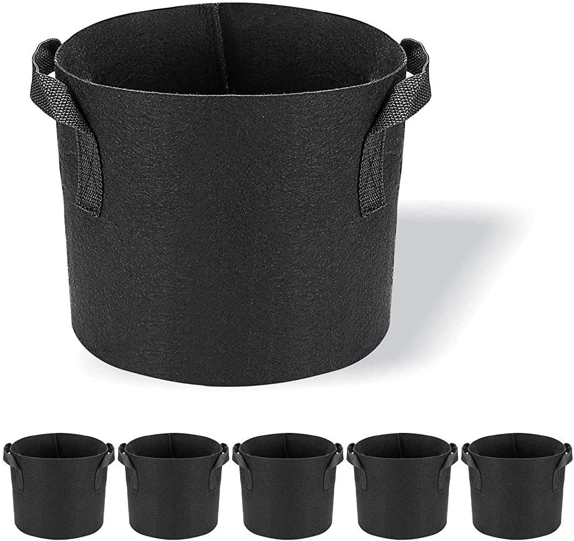 5 Pack Grow Bags Heavy Duty Thickened Non-Woven Aeration Fabric Pots with Strap Handles