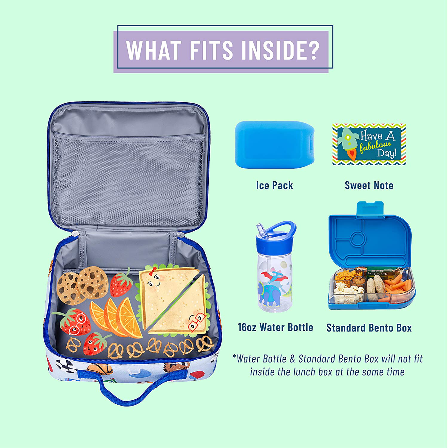 Wildkin Insulated Lunch Box Bag for Boys and Girls Perfect Size for Packing Hot or Cold Snacks for School and Travel, Mom's Choice Award Winner, BPA-free, Olive Kids, Dinomite Dinosaur