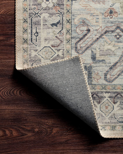 Loloi II Hathaway HTH-05 Printed Steel Ivory Vintage Distressed Oriental Area Rug 2'-0" x 5'-0"