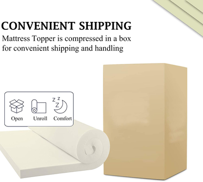 Zutan, 1-inch Foam Topper, Adds Comfort to Mattress, Queen, Yellow