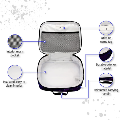 Fenrici Tie Dye Lunch Box for Boys, Girls, Kids Insulated Lunch Bag, Soft Sided Compartments, Spacious, BPA Free, Food Safe, 10.8in x 9.2in x 3.8in (Indigo Blue Tie Dye)