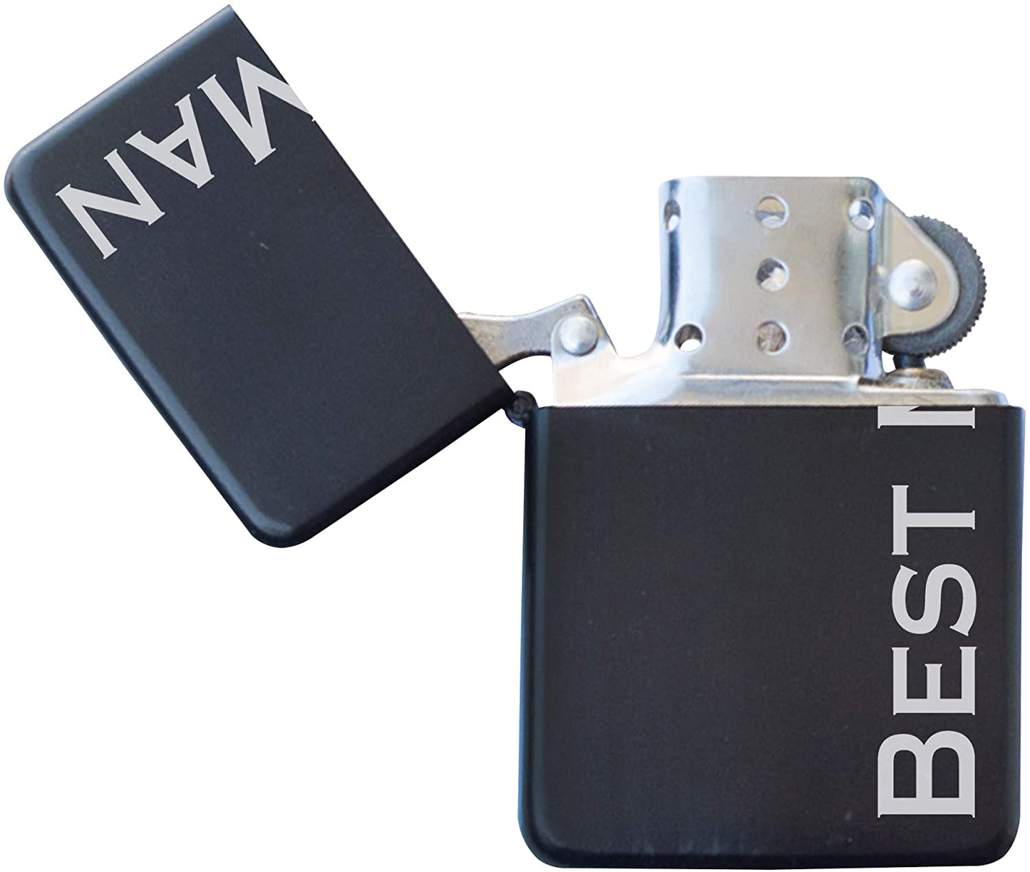 Engraved Matte Black Lighter with Gift Tin - Windproof, Flip-Top, Refillable (Will You Be My Groomsman)