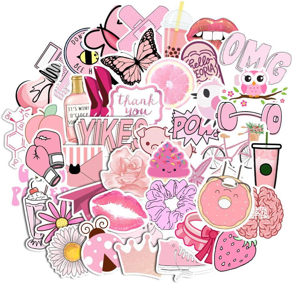 Vanson Stickers for Hydro Flask, 100 pcs Pack Cute Aesthetic Vinyl Stickers for Hydroflask Water Bottles Laptop Computer Skateboard, Waterproof Decal Stickers for Kids Women Adults, Teen Girl Gifts