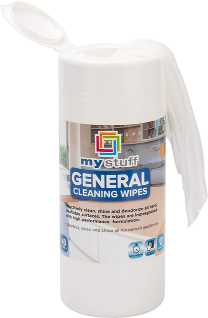 My Stuff All-Purpose Interior Wipes, Cleansing Cloths for Home, Office Surfaces, Dusting Sheets, Fresh Lemon Scent, 40-ct.