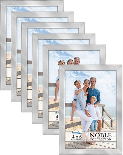 Icona Bay 8x10 Picture Frames (Silver, 6 Pack), Modern Professional Frame Set, Noble Collection