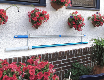Pool Pole Hanger Premium 4pc Aluminium Holder Set by Aquatix Pro, Ideal Hooks for Telescopic Poles, Skimmers, Leaf Rakes, Nets, Brushes, Vacuum Hose, Garden Tools and Swimming Pool Accessories