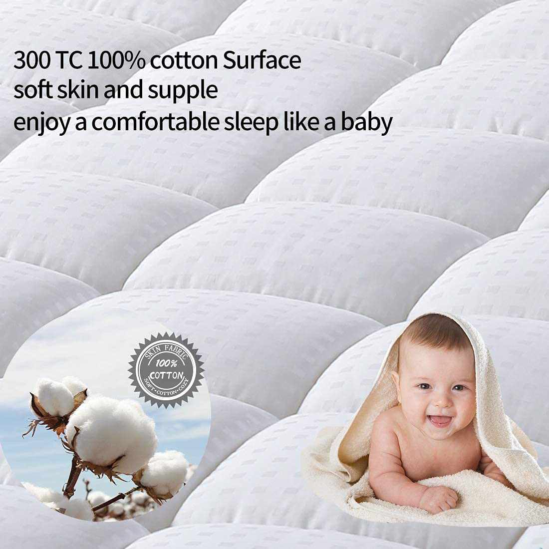 MEROUS Full Size Mattress Pad Pillow Top Quilted Mattress Cover Mattress Protector Cotton 8-21" Deep Pocket Cooling Mattress Topper